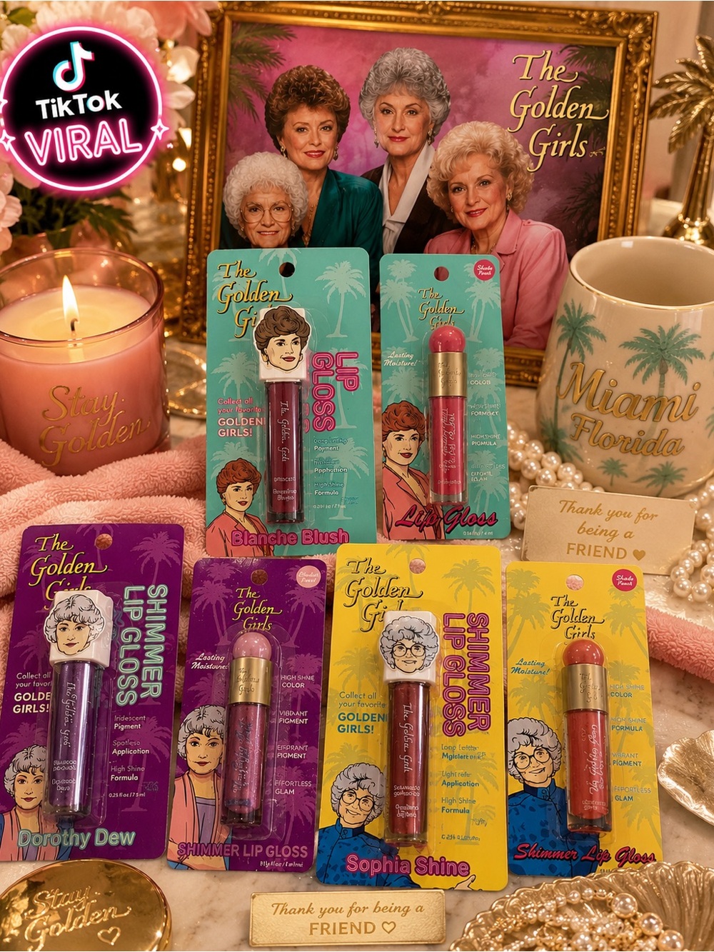 TikTok viral Golden Girls Shimmer & Lip Gloss 6 piece set